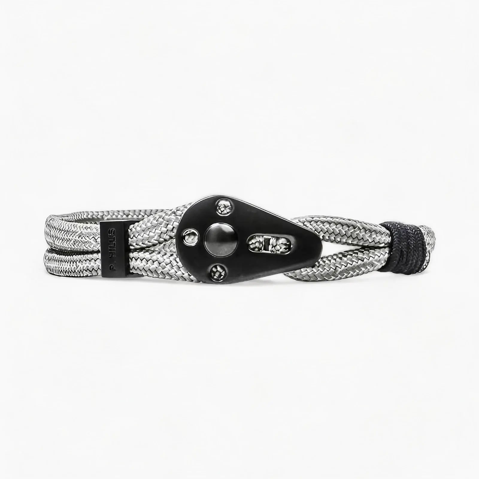 Bracelet ajustable gris perlé fermoir poulie noir Patrice Hill's broad Peak fabriqué en france