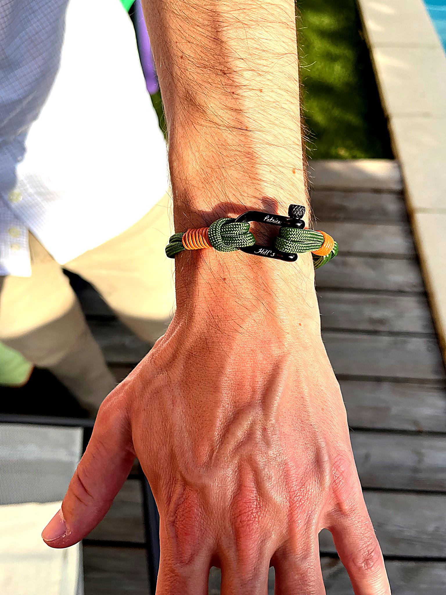 bracelet homme Patrice Hill's vert et orange fabriqué en France éco responsable
