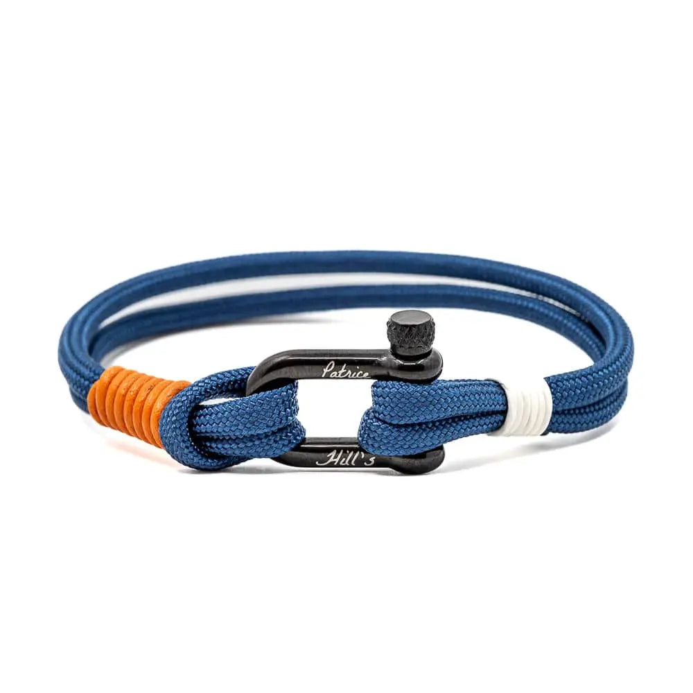 Bracelet Mango Patrice Hill’s, modèle éco-responsable avec cordon paracorde bleu minéral, fabriqué en France