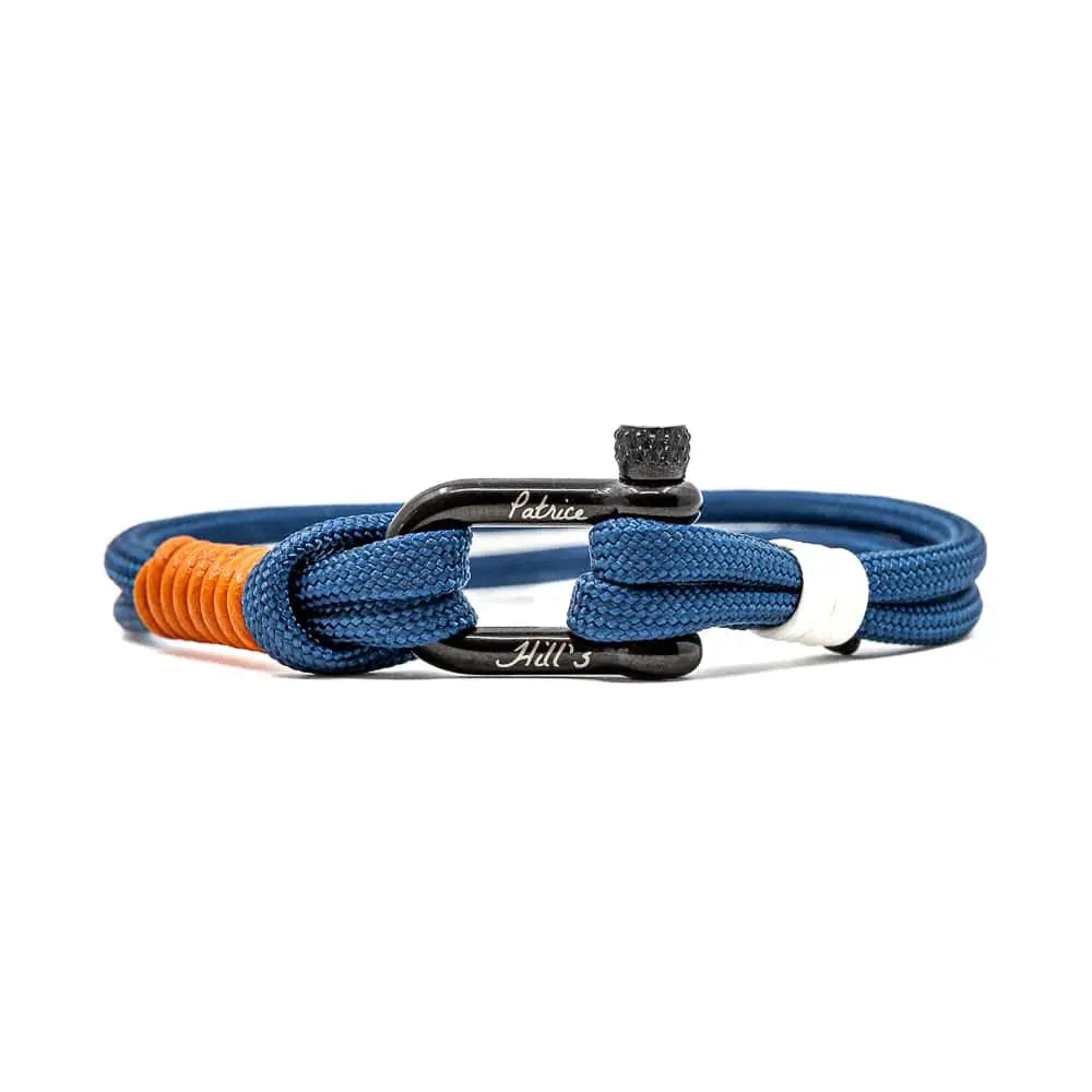Bracelet Mango Patrice Hill’s, modèle éco-responsable avec cordon paracorde bleu minéral, fabriqué en France