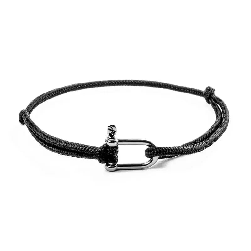 bracelet noir femme avec fermoir argenté fabriqué à la main en france