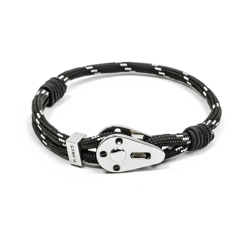 Bracelet "Trivor" ajustable noir et blanc Patrice hill's fabriqué en France