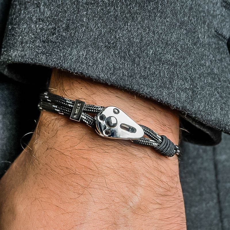 Bracelet "Trivor" ajustable noir et blanc Patrice hill's fabriqué en France