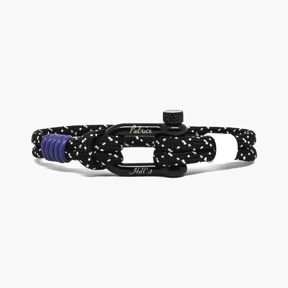 Bracelet Interstellar noir constellé de blanc Patrice Hill's fabriqué à la main en France