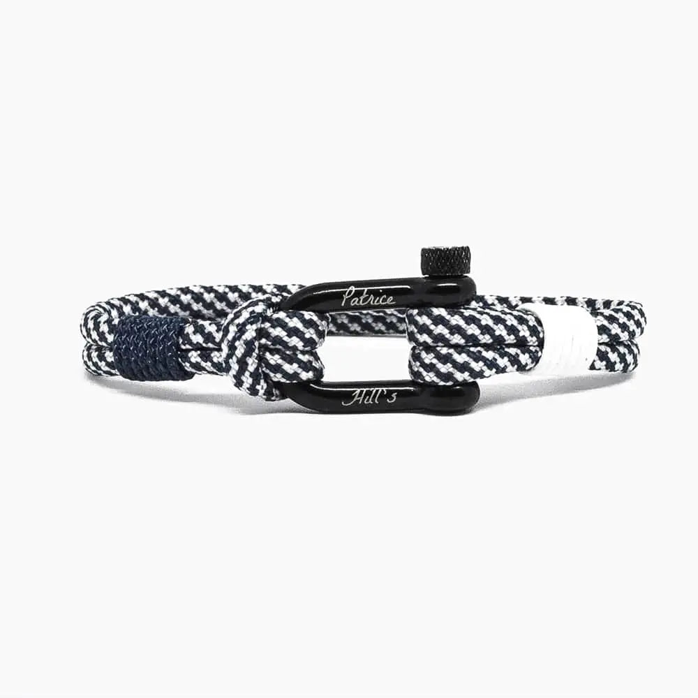 Bracelet blanc et gris "Captain" Patrice Hill's fabriqué à la main en france