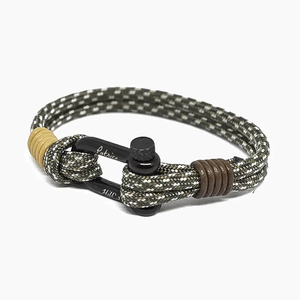 Bracelet artisanal Clay avec cordon tressé gris et blanc, bijou inspiré du nautisme