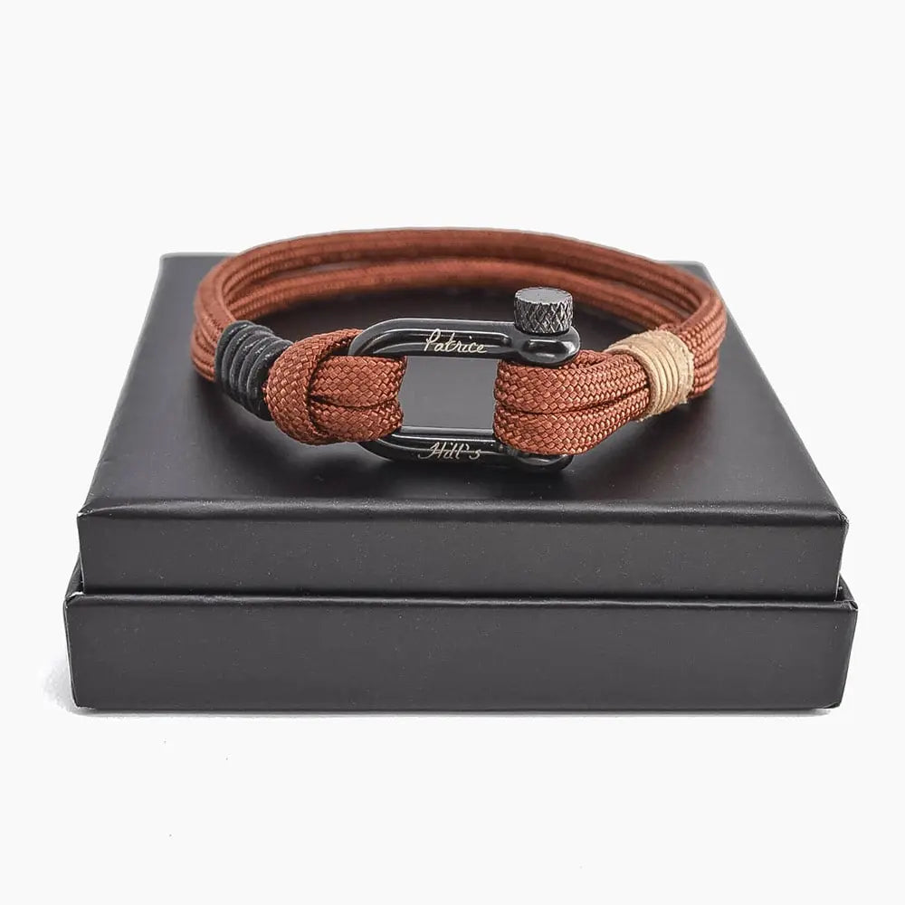 Bracelet artisanal Rust aux teintes rouille avec fermoir manille robuste fabriqué en France