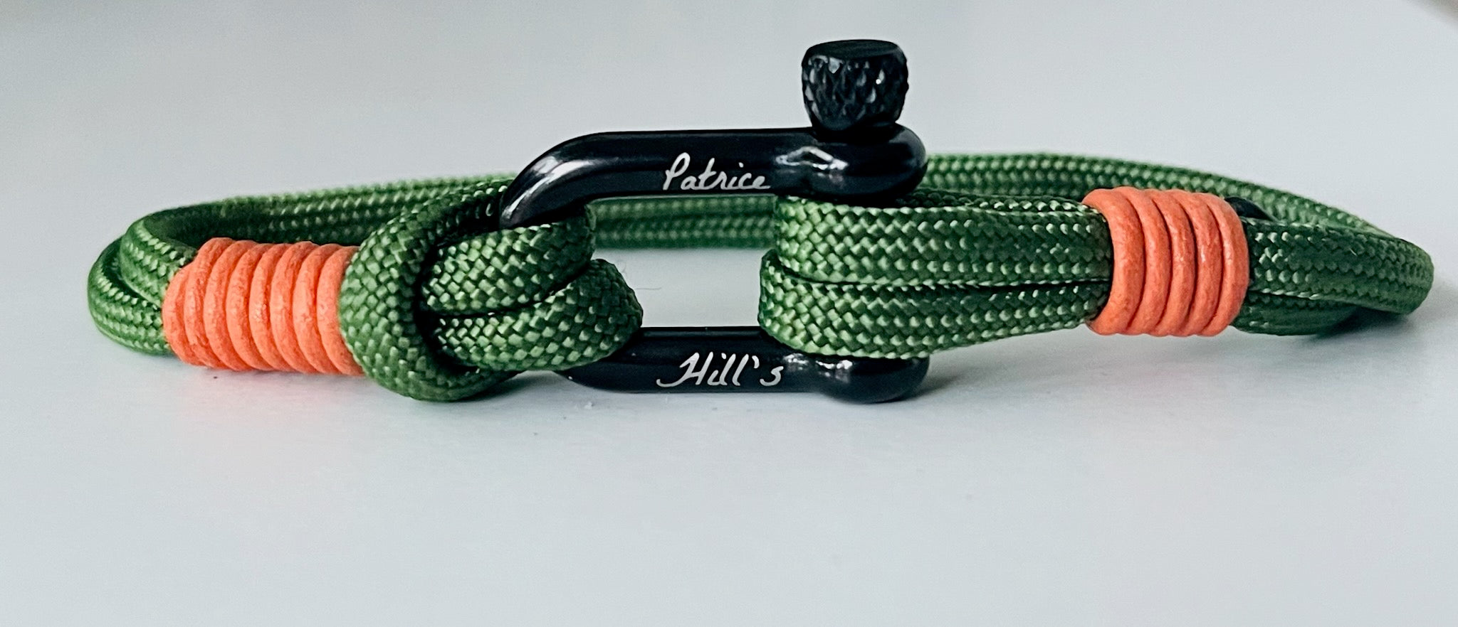 bracelet homme Patrice Hill's vert et orange fabriqué en France éco responsable