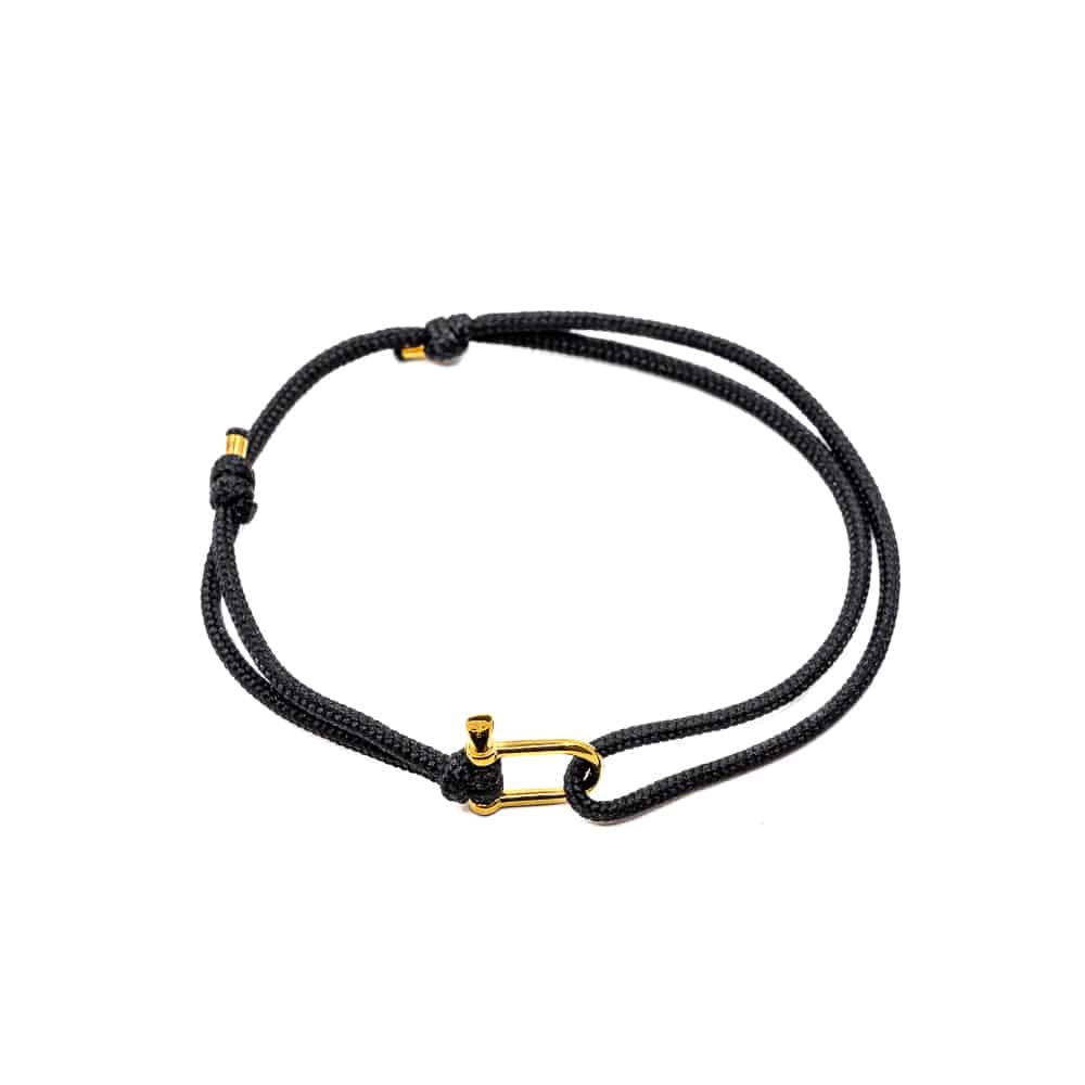 bracelet noir femme avec fermoir doré fabriqué à la main en france